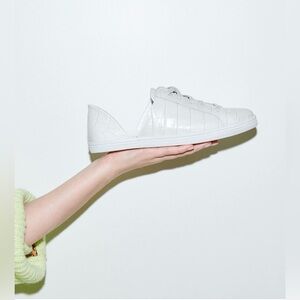 FREDA SALVADOR Light Grey “Ice” Embossed Croc Sneakers – Size 6.5